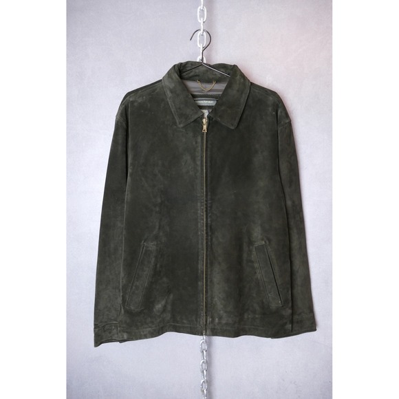 Banana Republic Mens Suede Leather Jacket Full‎ Zip Brown Boxy Size L